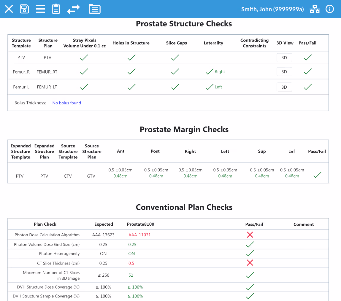 Plan and structure checks displayed